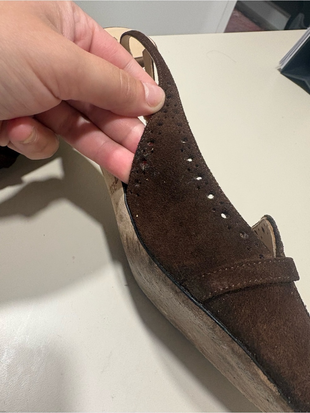 L'AGENCE Dark Brown Suede Pointed Slingback Flats - Picture 4 of 8